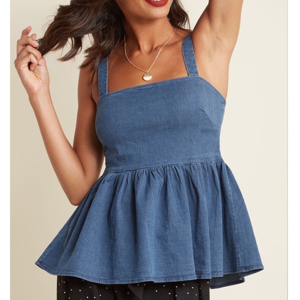 NWOT Denim Sleeveless Peplum Top